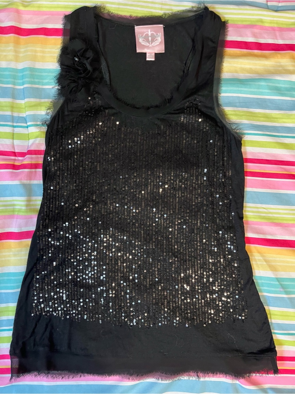 Romeo & Juliet Couture Black Sequin Tank Top